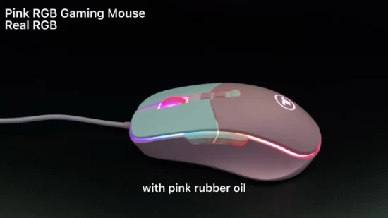 Компьютерная проводная игровая мышь с USB-портом 8d, 7200 точек на дюйм, розовая игровая мышь RGB Проводная игровая мышь розового цвета с RGB-подсветкой
